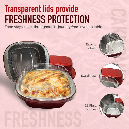 5" x 5" Colored Aluminum  Heavy Foil Square Pan with Lid Combo #A69P KitchenDance