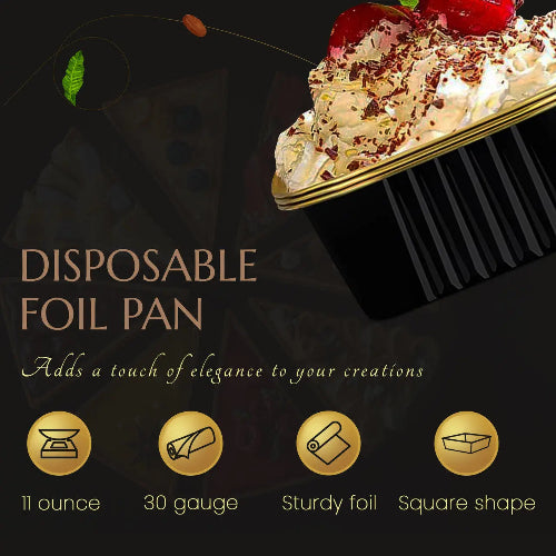 11 oz. Square Foil Dessert Cup with Plastic Lids - #A24P KitchenDance