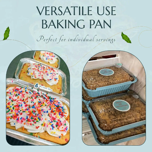 Colored 1½ lb. Shallow Foil Oblong Pan with Plastic Lid #6417P KitchenDance