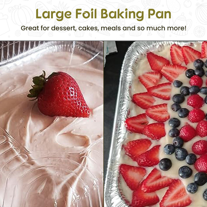 Disposable Foil 1/2 Sheet Cake Pan with Plastic Lid    #7300P