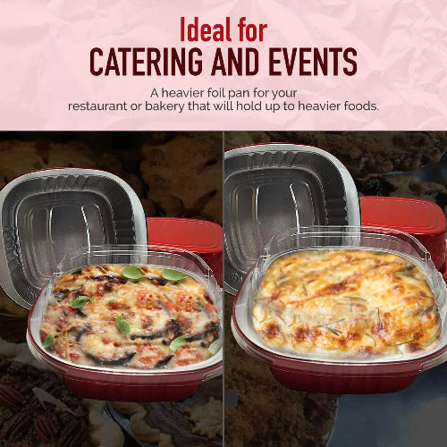 5" x 5" Colored Aluminum  Heavy Foil Square Pan with Lid Combo #A69P KitchenDance