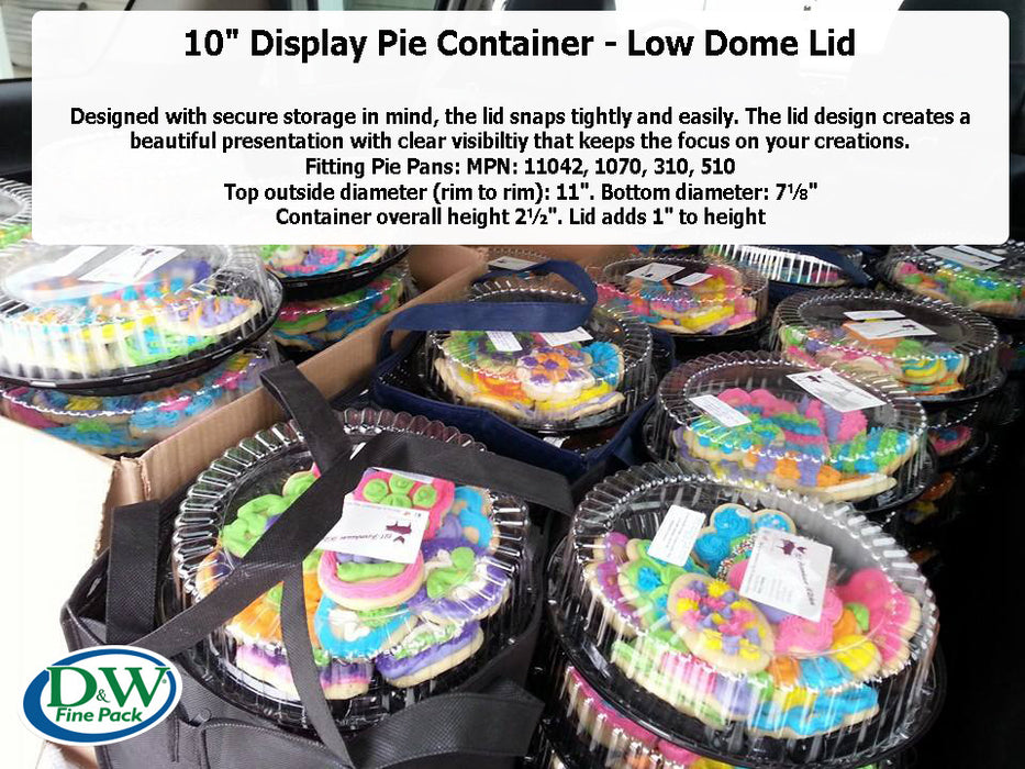 10" Plastic Low Dome Pie Container  #WJ44