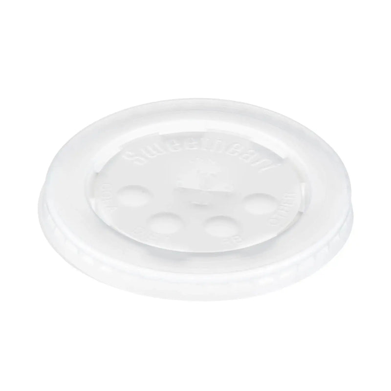 Dart Solo 12-24 oz. Translucent HIPS Plastic Straw-Slotted Lid with ID Buttons - Sleeve of 125 - #L16BL-0100 Dart Container