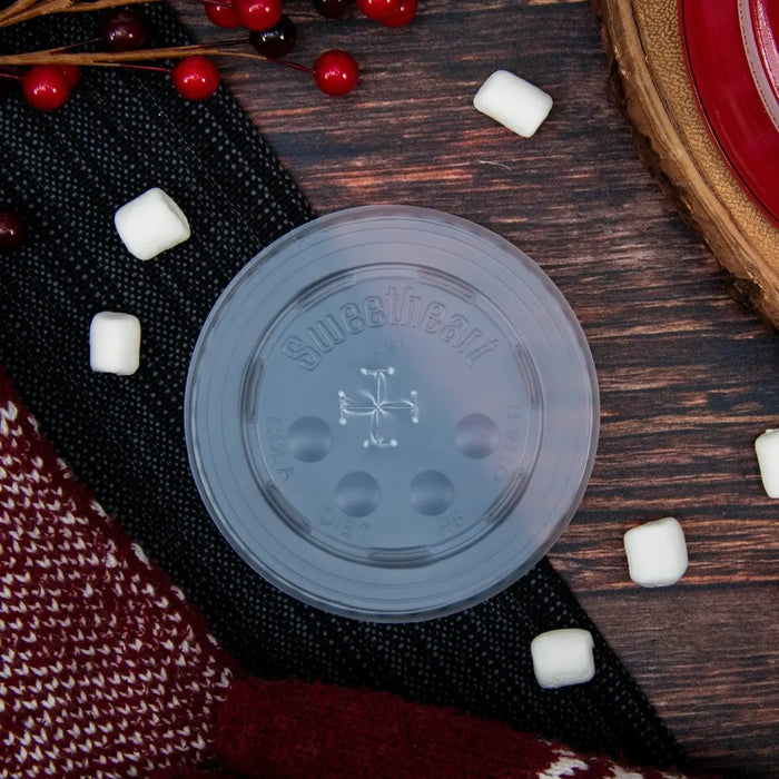 Dart Solo 12-24 oz. Translucent HIPS Plastic Straw-Slotted Lid with ID Buttons - Sleeve of 125 - #L16BL-0100 Dart Container
