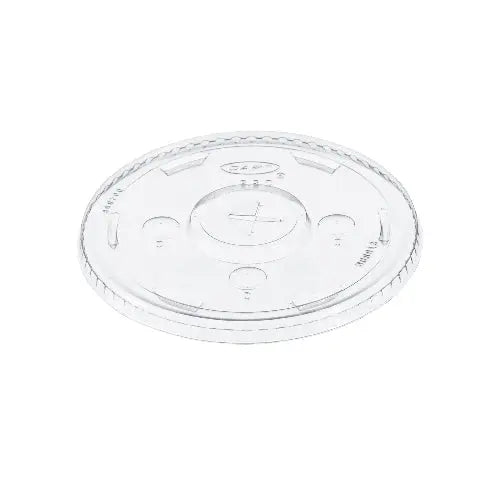Dart 30-32 oz. Clear PET Plastic Straw-Slotted Lid with ID Buttons - Sleeve of 100 - #L32CR