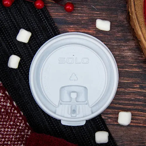 Dart Solo 10-24 oz. White PS Plastic Liftback 'n' Lock Lid - Sleeve of 100 - #LB3161-00007
