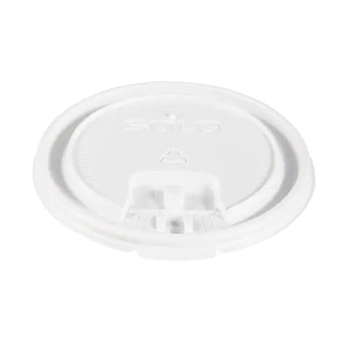 Dart Solo 10-24 oz. White PS Plastic Liftback 'n' Lock Lid - Sleeve of 100 - #LB3161-00007