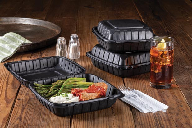 9 x 9 x 3 MFPP 1 Compartment Hinged Take Out Containers