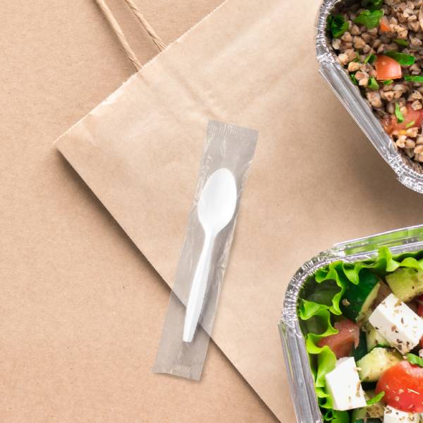 Dart Solo Medium Weight PP Individually Wrapped White Teaspoon - Case of 1000 - #MOW3-0007