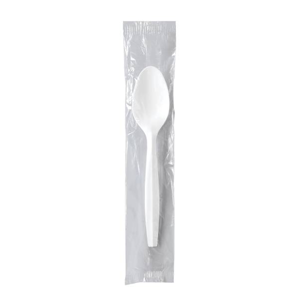 Dart Solo Medium Weight PP Individually Wrapped White Teaspoon - Case of 1000 - #MOW3-0007