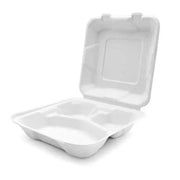 8 x 8 x 3 Molded Fiber 3 Compartment Hinged Take Out Containers D & W Fine pack