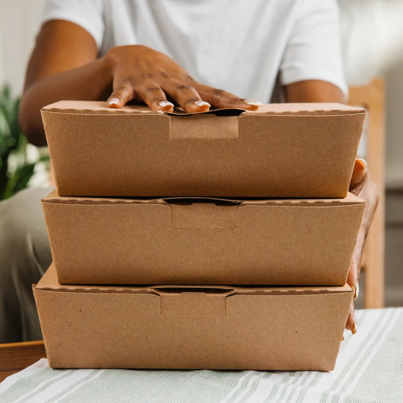 4S Tamper-Evident Kraft Paperboard OneBox Takeout Container - #NOB04SKECTE
