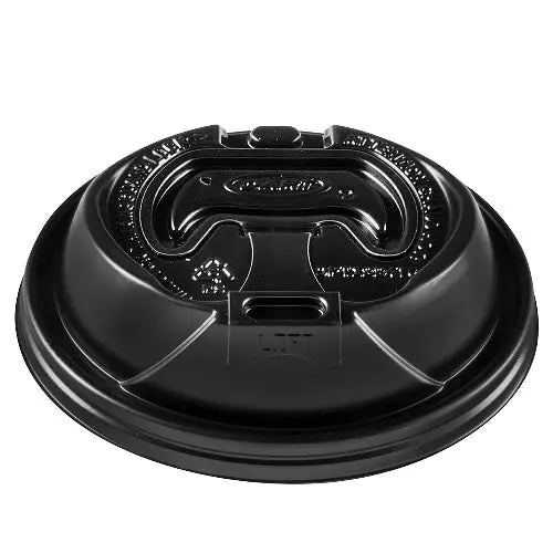 Dart 12-24 oz. Black HIPS Plastic Optima® Reclosable Lid - Sleeve of 100 - #OPT1224TGB