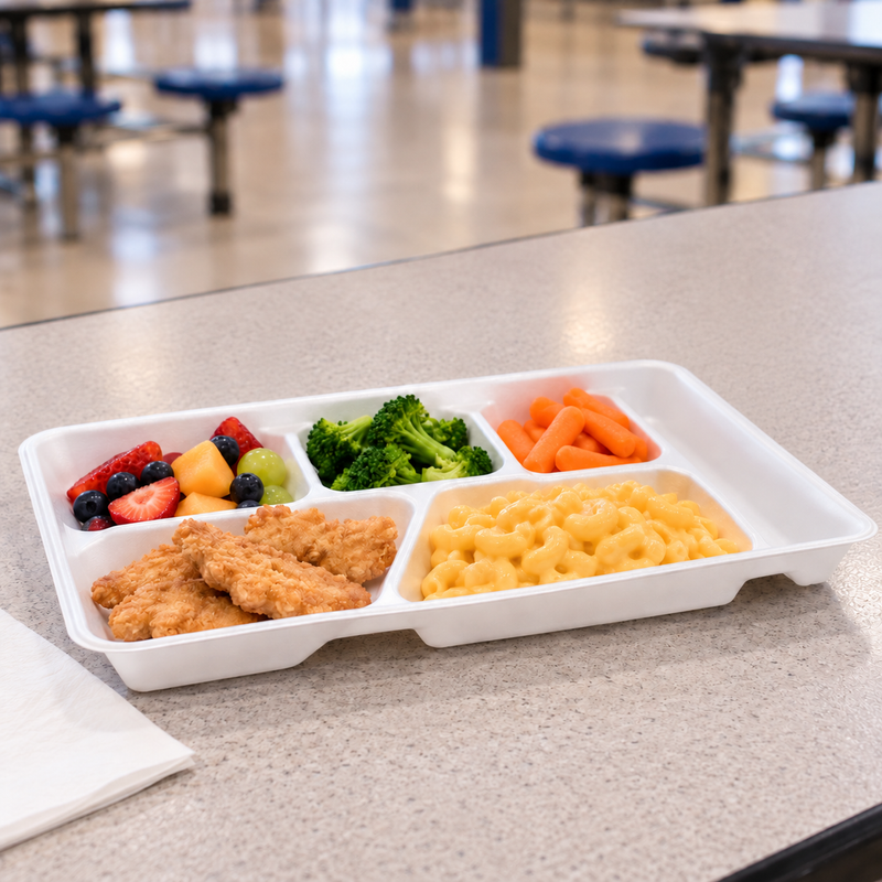 6-Compartment School Lunch Tray - Sleeve of 125 - #0TH10601SGBX