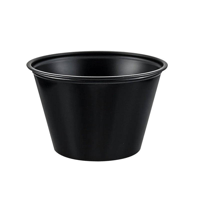 Dart Solo 4 oz. Black HIPS Plastic Portion Container - Sleeve of 250 - #P400BLK Dart Container