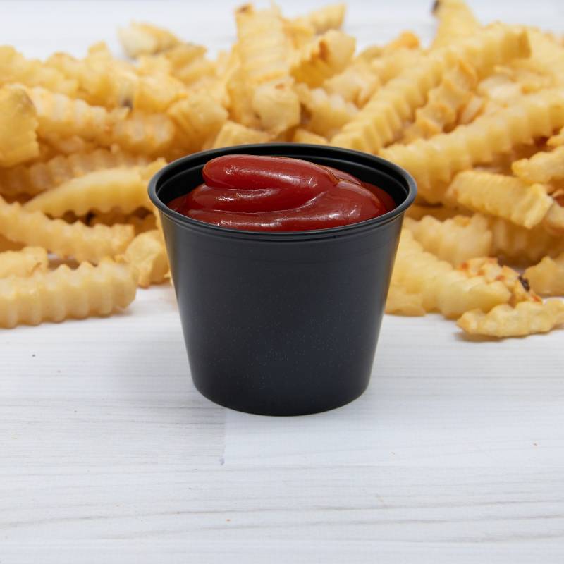5.5 oz. HIPS Plastic Black Portion Container - Sleeve of 250 - #P550BLK