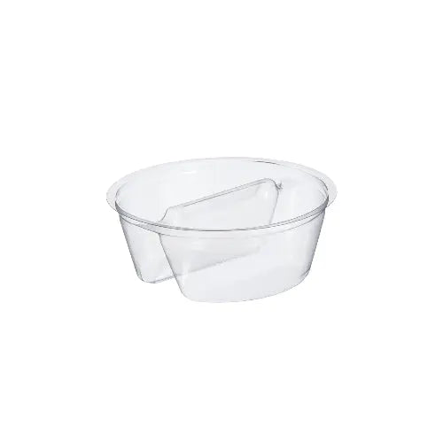 Dart 3.5 oz. Clear PET Plastic 2-Compartment Cup Insert - Sleeve of 100 - #PF35C2