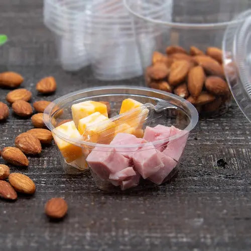 Dart 3.5 oz. Clear PET Plastic 2-Compartment Cup Insert - Sleeve of 100 - #PF35C2