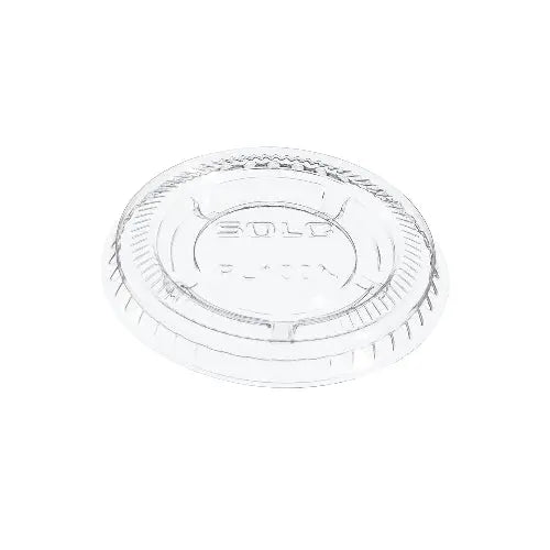 Dart Solo Clear 1 oz. PET Plastic Soufflé Cup Lid - Sleeve of 125 - #PL100N Dart Container