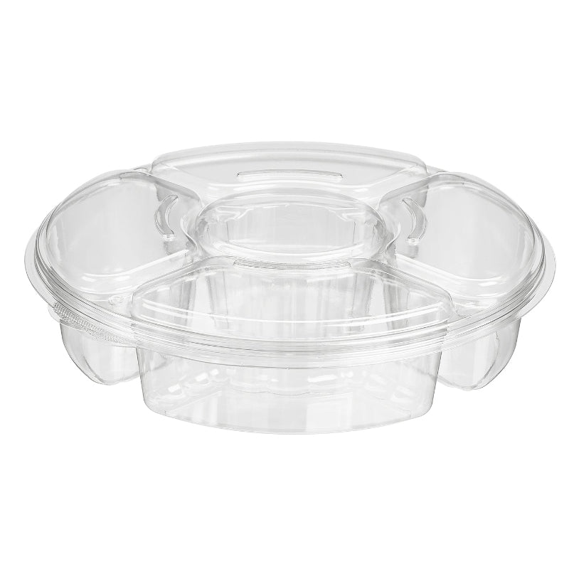 115 oz. Two Piece Round Vegetable Platter with 5 Compartments - #PL115C