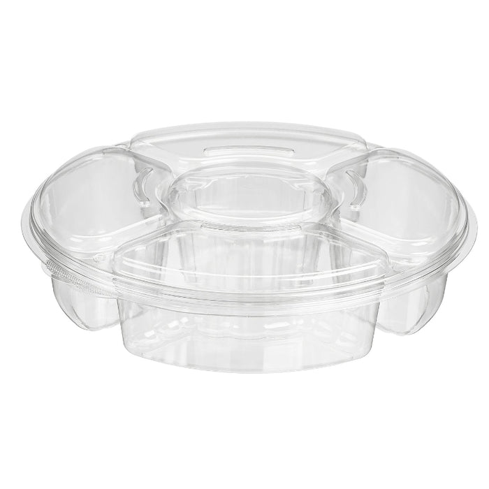 115 oz. Two Piece Round Vegetable Platter with 5 Compartments - #PL115C
