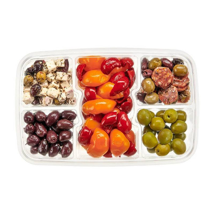 42 oz. Clear PET Plastic Two-Piece Platter with 5 Compartments - #PLQ40C5F