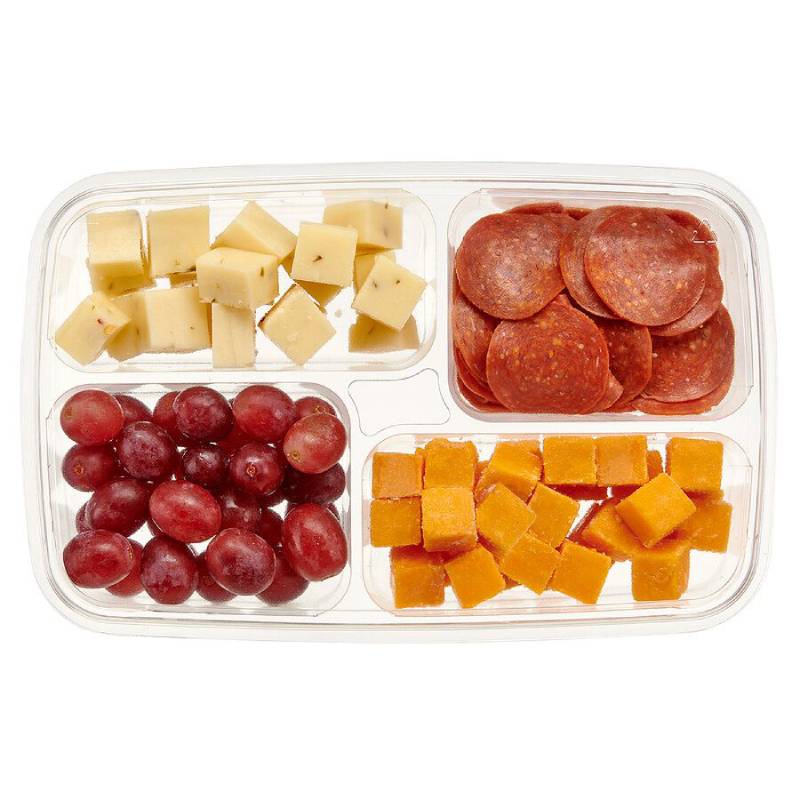 50 oz. Clear PET Plastic Two-Piece Platter with 4 Compartment - #PLQ50C4