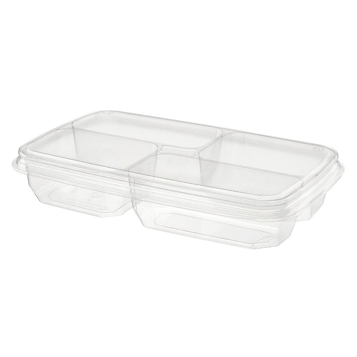 50 oz. Clear PET Plastic Two-Piece Platter with 4 Compartment - #PLQ50C4
