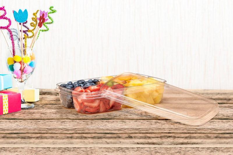 56 oz. Two Piece 4-Compartment Deli Platter with Center Dip Cup - #PLQ56C4R