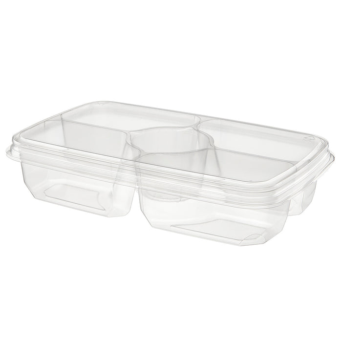 56 oz. Two Piece 4-Compartment Deli Platter with Center Dip Cup - #PLQ56C4R