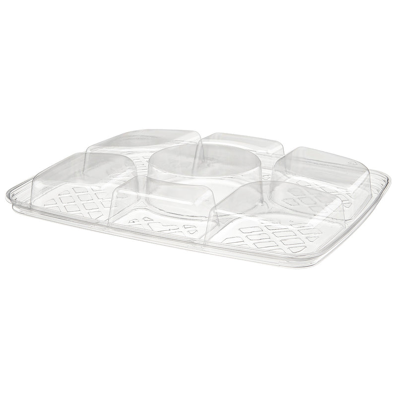 80 oz. Two-Piece 6 Compartment Platter with Center Dip Cup - #PLQ80C6R