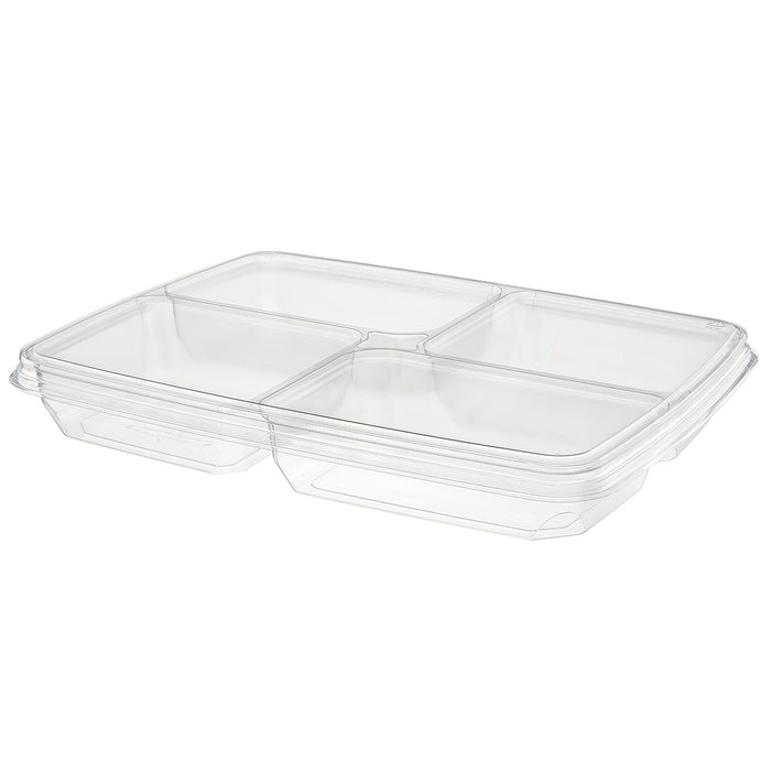 98 oz. Clear PET Plastic Two-Piece Platter with 4 Compartments - #PLQ98C4