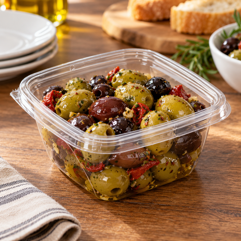 5" x 5" Square 16 oz. RPET Clear Plastic Bowl - #SAC0516