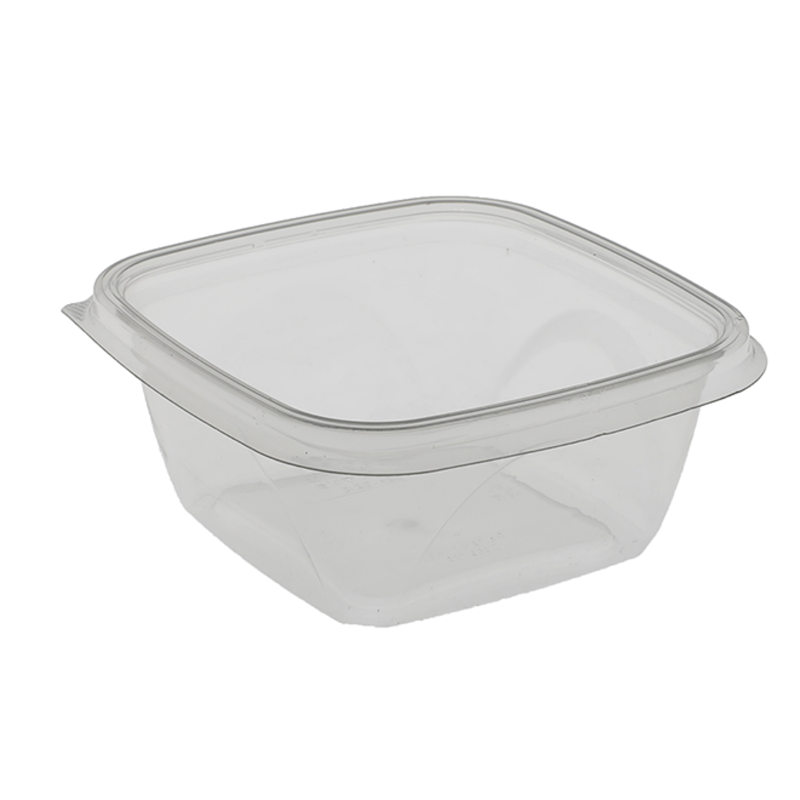 5" x 5" Square 16 oz. RPET Clear Plastic Bowl - #SAC0516