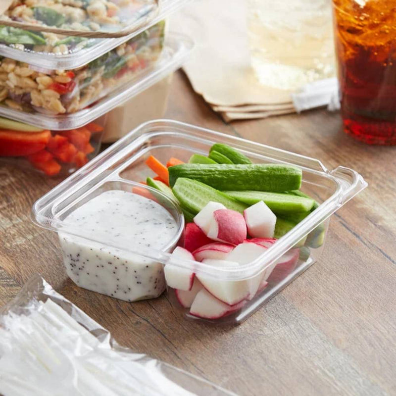 6" Clear PET Plastic 2-Compartment Tamper-Evident/Resistant Container - #SBTG2
