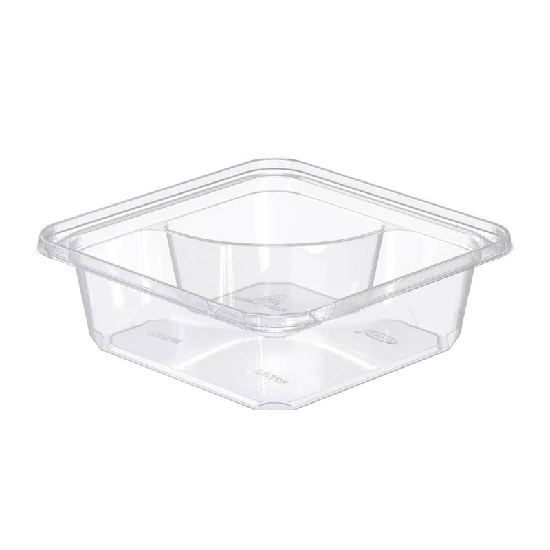 6" Clear PET Plastic 2-Compartment Tamper-Evident/Resistant Container - #SBTG2