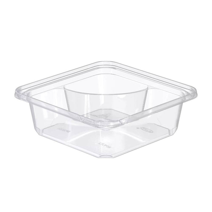 6" Clear PET Plastic 2-Compartment Tamper-Evident/Resistant Container - #SBTG2