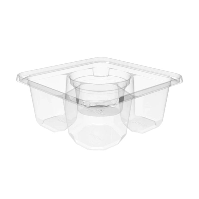 6" Clear PET Plastic 3-Compartment Tamper-Evident Container w/ Well - #SBTG3W