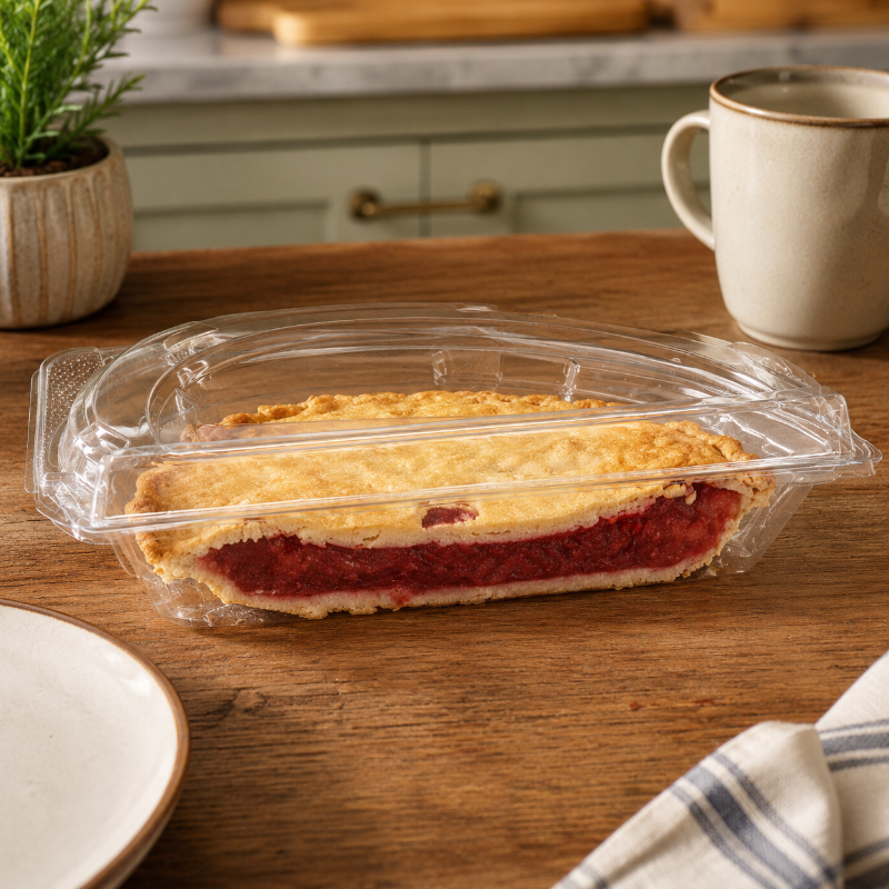 SureChoice 37 oz. Hinged Plastic Half Pie Container - #SC210