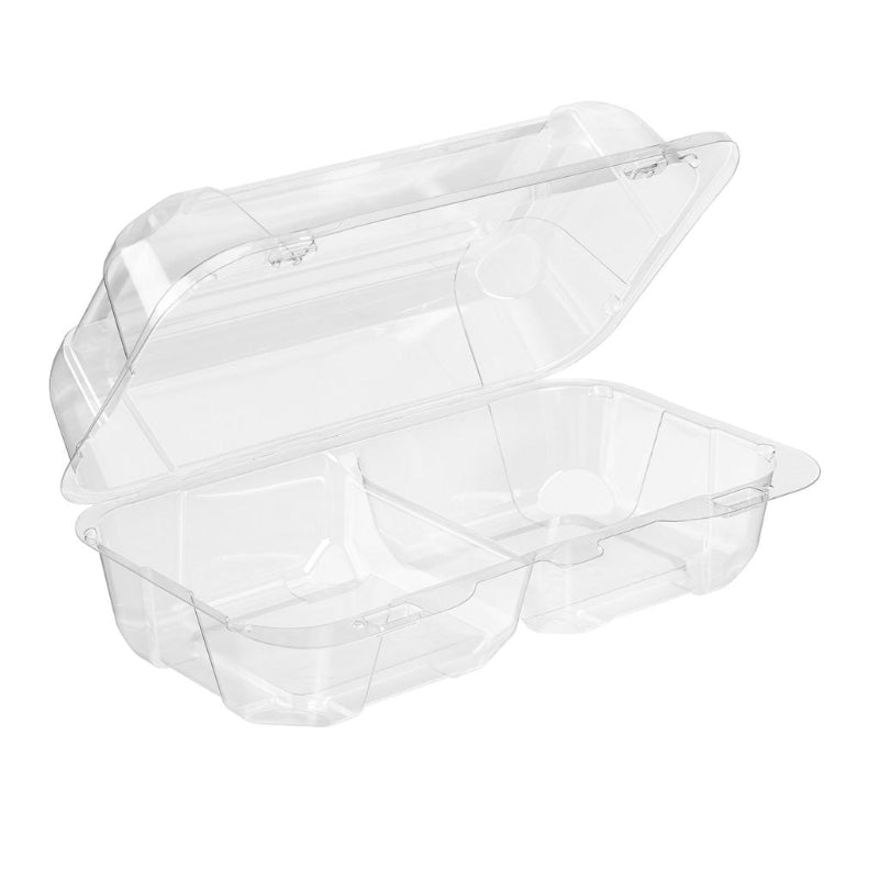 60 oz. Rectangular 2-Compartment Plastic Cookie Container with Barlock - #SC35C2