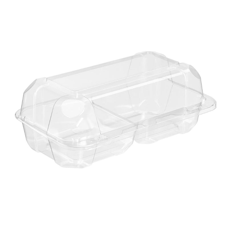 60 oz. Rectangular 2-Compartment Plastic Cookie Container with Barlock - #SC35C2