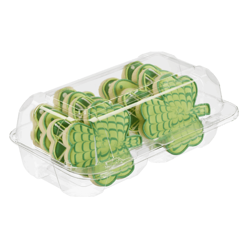 60 oz. Rectangular 2-Compartment Plastic Cookie Container with Barlock - #SC35C2
