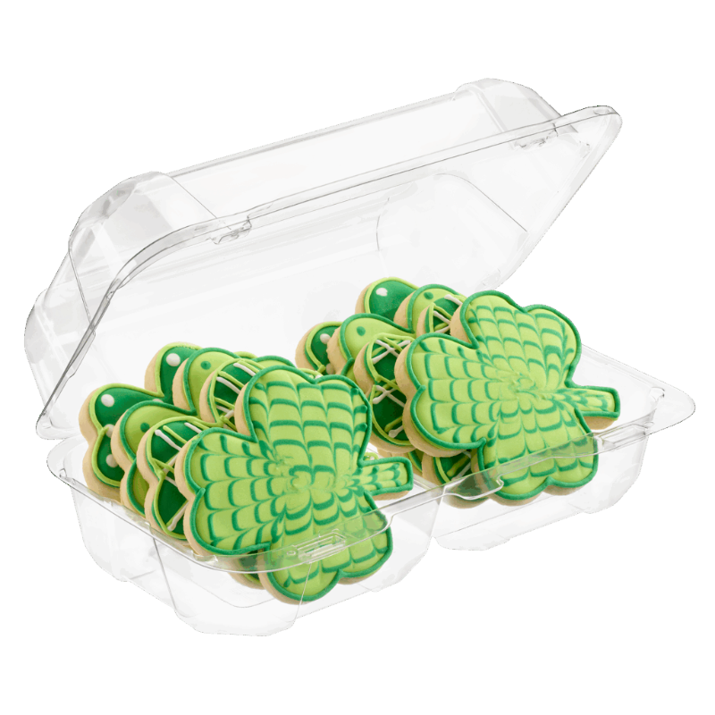 60 oz. Rectangular 2-Compartment Plastic Cookie Container with Barlock - #SC35C2