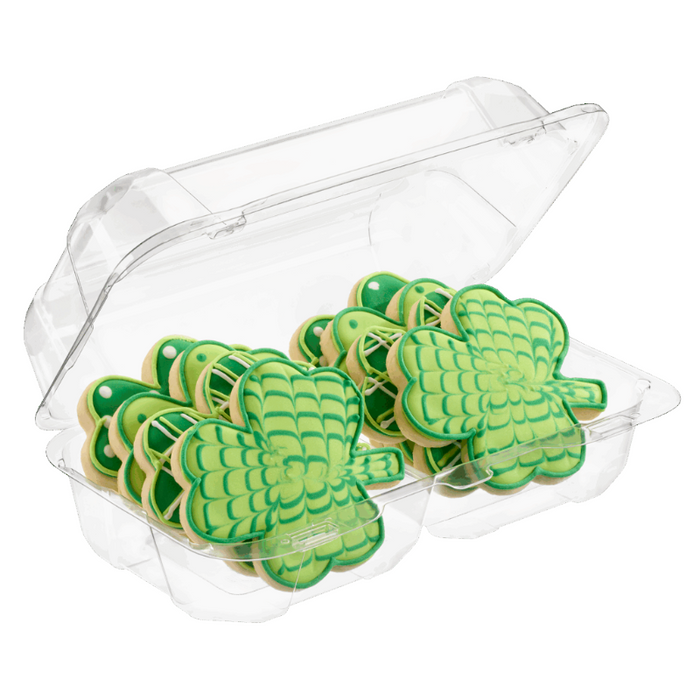 60 oz. Rectangular 2-Compartment Plastic Cookie Container with Barlock - #SC35C2