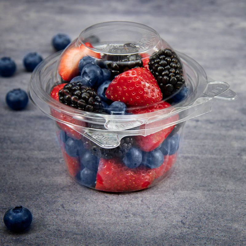 8 oz. PET Plastic Tamper-Evident Clear  Snack Cup w/ Dome Lid - #SC8D