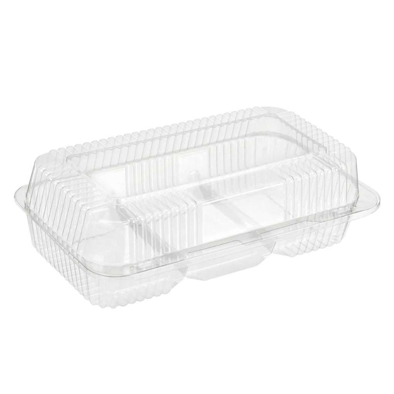 80 oz. Rectangular 3-Compartment Plastic Donut Container with Barlock  - #SLP041