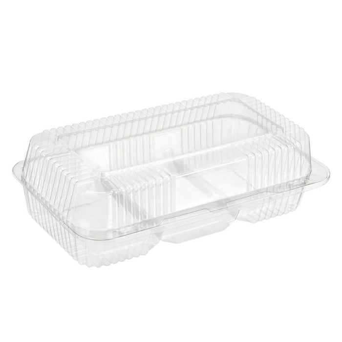 80 oz. Rectangular 3-Compartment Plastic Donut Container with Barlock  - #SLP041