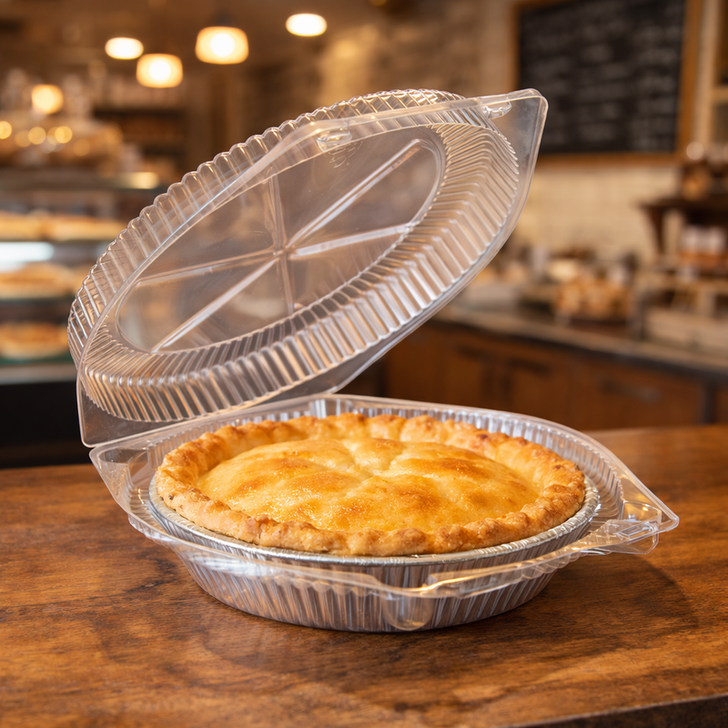 9" Plastic Clamshell Pie Container, Low Dome - #CPC-109