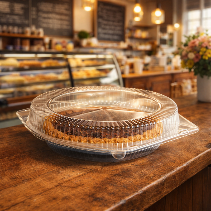 10" Clear Clamshell Pie Container with Low Dome Lid - #SLP110