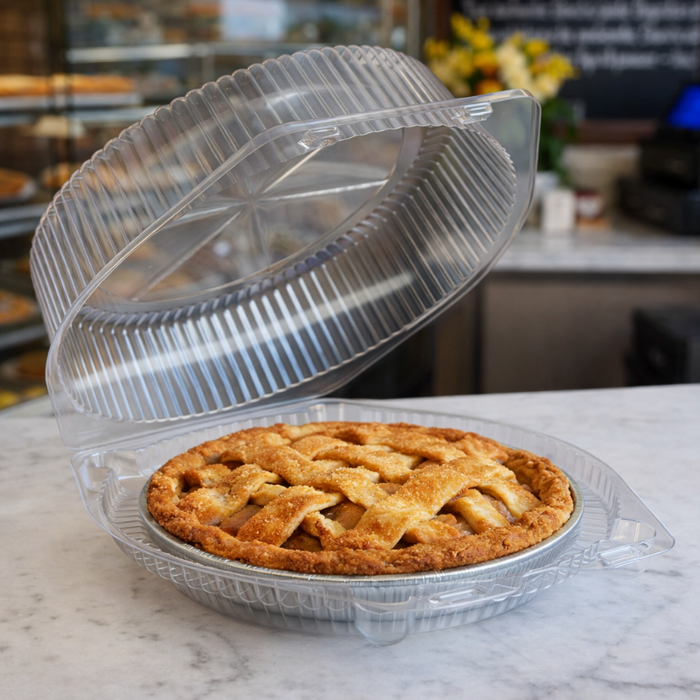 8" Plastic Clamshell Pie Container with High Dome - #CPC-118